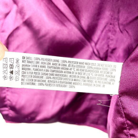 Endless Rose Blazer Purple Crepe Pockets One-Button Notch Collar‎ Sz M - Picture 12 of 12